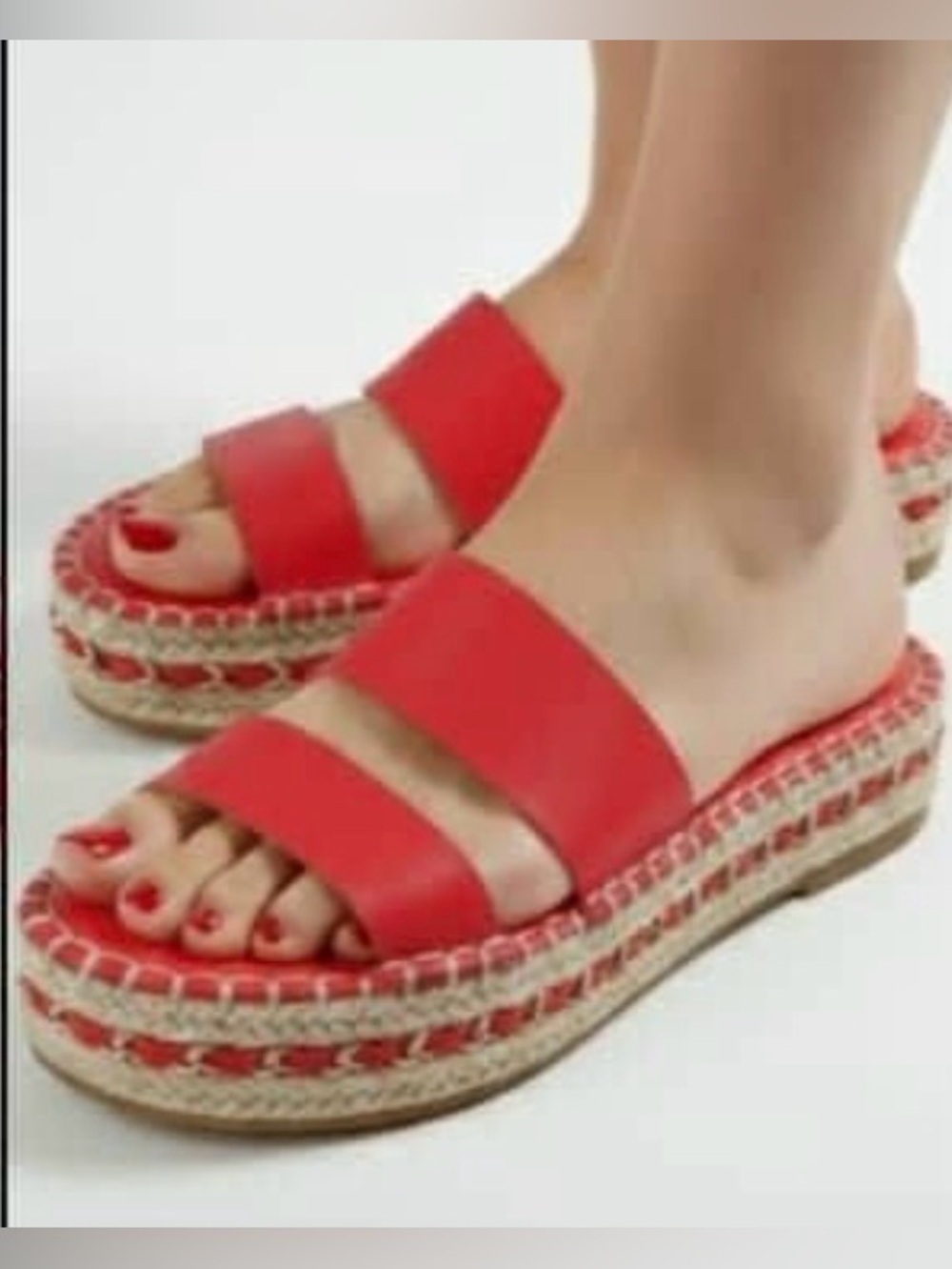Marc New York Women’s Red Double-Band bold statement platform sandals